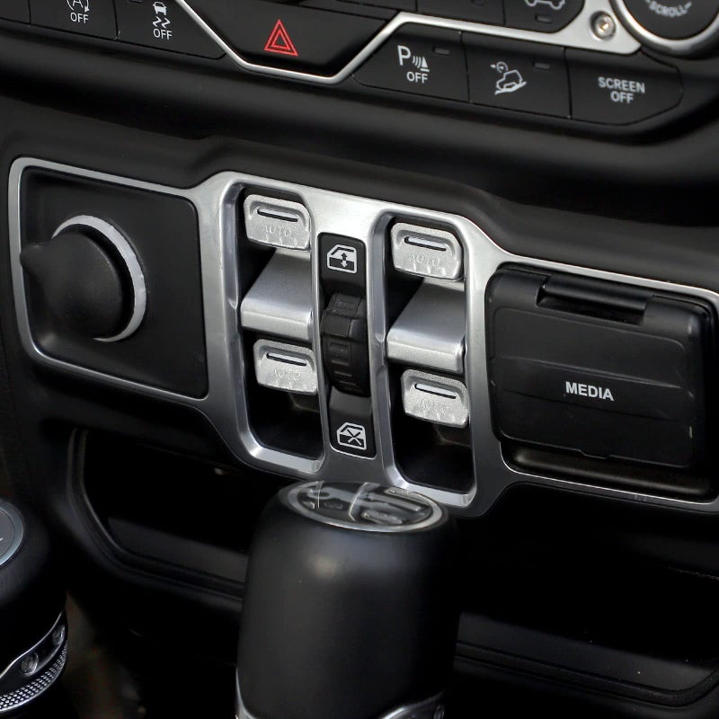 Jimen for JL/JT Window Button Cover, 4 Pack Window Switch Cover Trim Interior Accessories Compatible with Jeep Wrangler JL and Gladiator JT 2018-2023, Aluminum Alloy (Silver) - Image 5